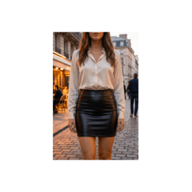 Jupe noire en simili cuir mat Sifia
